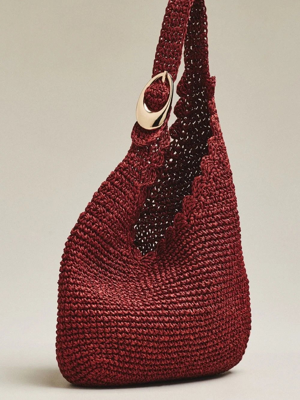 Anthropologie  Raffia Buckle Slouchy Bag